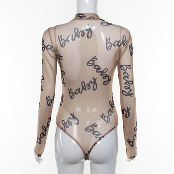 2020 Χειμερινό Φθινόπωρο Γυναικείο Σέξι Φορμάκι Bodycon με εμπριμέ μακρυμάνικο μπλουζάκι κορμάκι για γυναίκες