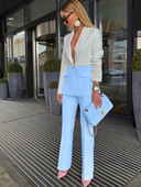 Bleiserpükste ülikond, kaheosalised komplektid, naiste valge roosa taevasinine splaissivärv ühe nööbiga pükste pükste komplekt pidulikud ülikonnad 2022 uus