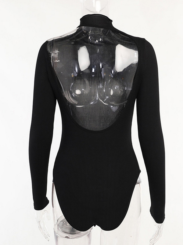 2022 Jesen Zima Ženski seksi bodi bez leđa Jednobojni pleteni gornji dijelovi tijela dugih rukava za žene