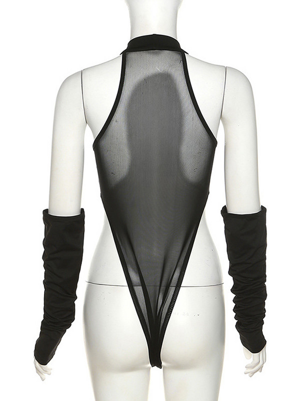 2022. aasta sügistalvised naiste mustad, seksikas võrkkangast läbipaistev body, pikkade varrukatega naiste topid