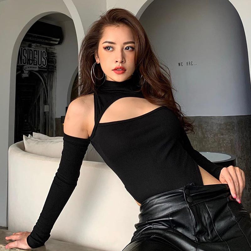 2021, toamnă iarnă, body solid pentru femei, cu scobitură, sexy, de club, cu gât țestoasă, cu mânecă lungă, topuri pentru petrecere, salopetă pentru femei