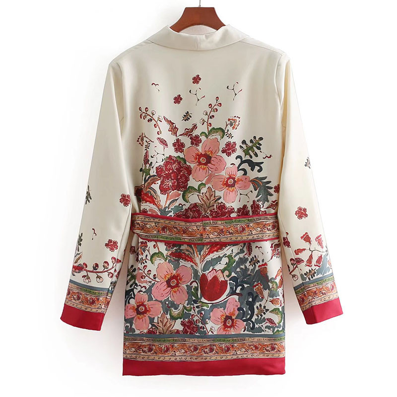 Σετ 2 τεμαχίων Γυναικείο κοστούμι παντελόνι Retr Flowe Print Μπουφάν ευρωπαϊκού στυλ Leisure blazer κοστούμι + παντελόνι με φαρδύ πόδι κοστούμι πιτζάμες