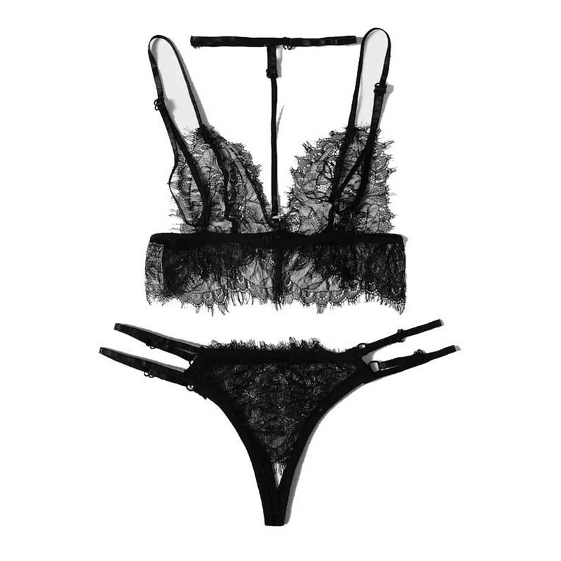 Γυναικείο Σετ σουτιέν LOPNT Σέξι δαντελένιο εσώρουχο για γυναικεία μαύρα διαφανή εσώρουχα κοστούμι Νέο κομμένο με στάμπα μπικίνι με προοπτική σουτιέν