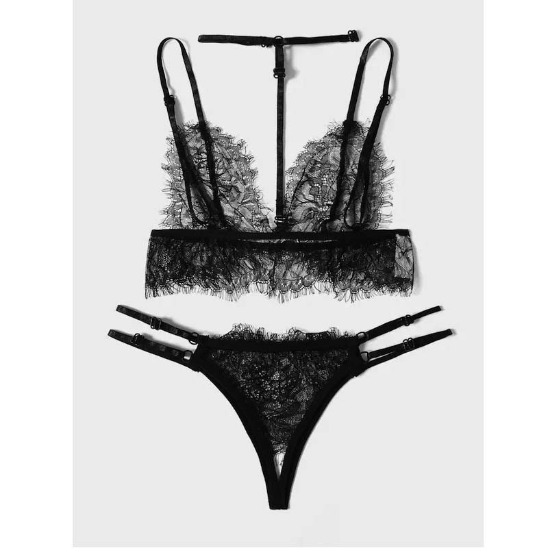 Γυναικείο Σετ σουτιέν LOPNT Σέξι δαντελένιο εσώρουχο για γυναικεία μαύρα διαφανή εσώρουχα κοστούμι Νέο κομμένο με στάμπα μπικίνι με προοπτική σουτιέν