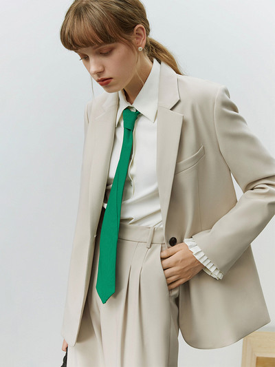 FSLE Jachetă de costum în stil coreean pentru femei, toamnă, birou, blaze profesionale, pantaloni de costum pentru navetiști, pentru femei, set din două piese