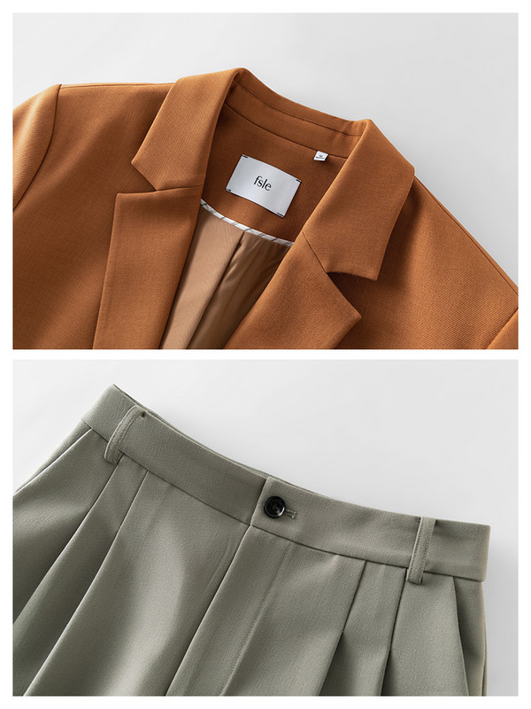 FSLE Jachetă de costum în stil coreean pentru femei, toamnă, birou, blaze profesionale, pantaloni de costum pentru navetiști, pentru femei, set din două piese