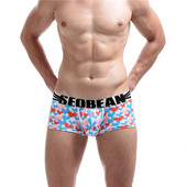 SEOBEAN Uus meeste puuvillane aluspesu Moodprintimine Bokserpüksid Seksikad madala vöökohaga hingavad bokserid