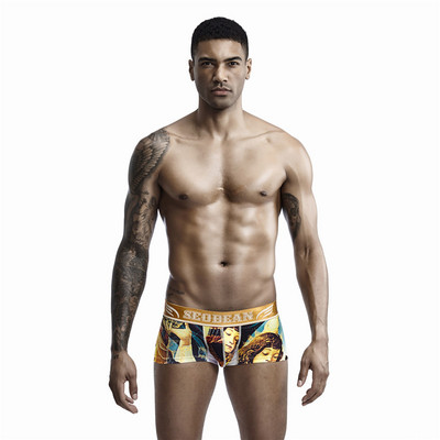 SEOBEAN új férfi fehérnemű, kényelmes boxer személyre szabott nyomtatás Szexi, alacsony derékú, légáteresztő boxer