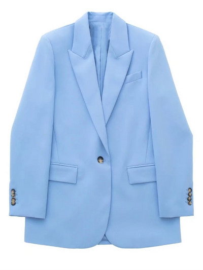 Costum cu pantaloni de damă Blazer albastru Costume cu pantaloni de primăvară Ținute formale pentru femei Office Lady Sets de pantaloni Jachetă de primăvară cu un singur nasture