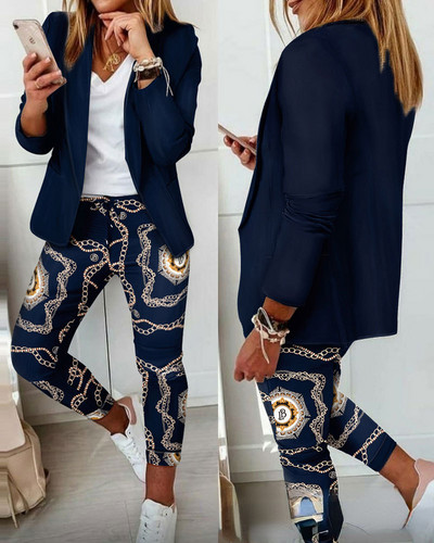 CM.YAYA Houndstooth Γυναικεία κοστούμι παντελόνι γραφείου και μπλουζάκια που ταιριάζουν σε δύο σετ 2 τεμαχίων Κομψή γυναικεία φόρμα αθλητικής φόρμας