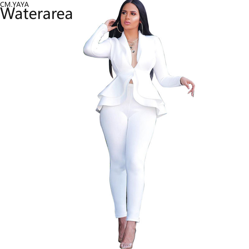 GL Γυναικείο χειμερινό γυναικείο σετ Αθλητική φόρμα Ολόσωμο βολάν Μπλέιζερ Μολύβι Παντελόνι Σετ δύο τεμαχίων Office Γυναικεία στολή 610