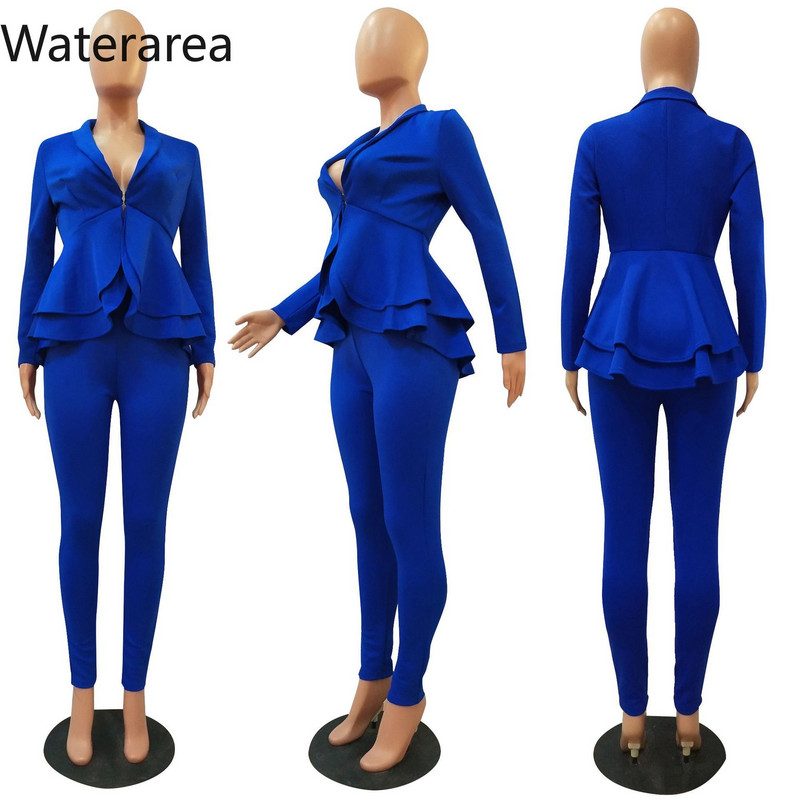 GL Γυναικείο χειμερινό γυναικείο σετ Αθλητική φόρμα Ολόσωμο βολάν Μπλέιζερ Μολύβι Παντελόνι Σετ δύο τεμαχίων Office Γυναικεία στολή 610