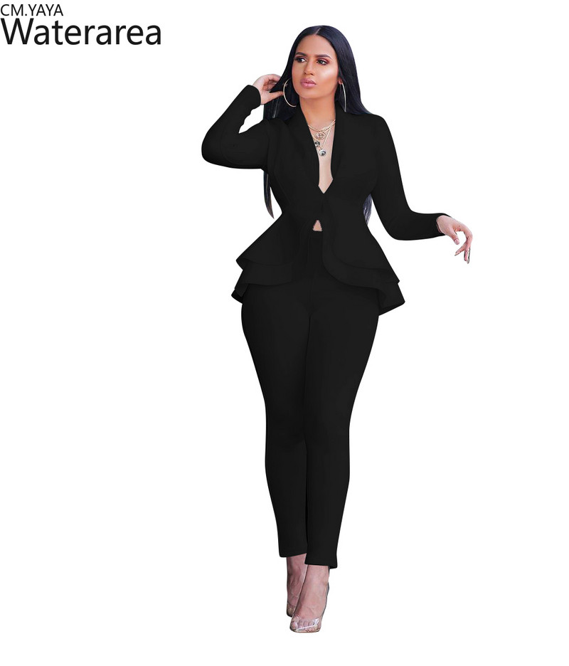 GL Γυναικείο χειμερινό γυναικείο σετ Αθλητική φόρμα Ολόσωμο βολάν Μπλέιζερ Μολύβι Παντελόνι Σετ δύο τεμαχίων Office Γυναικεία στολή 610