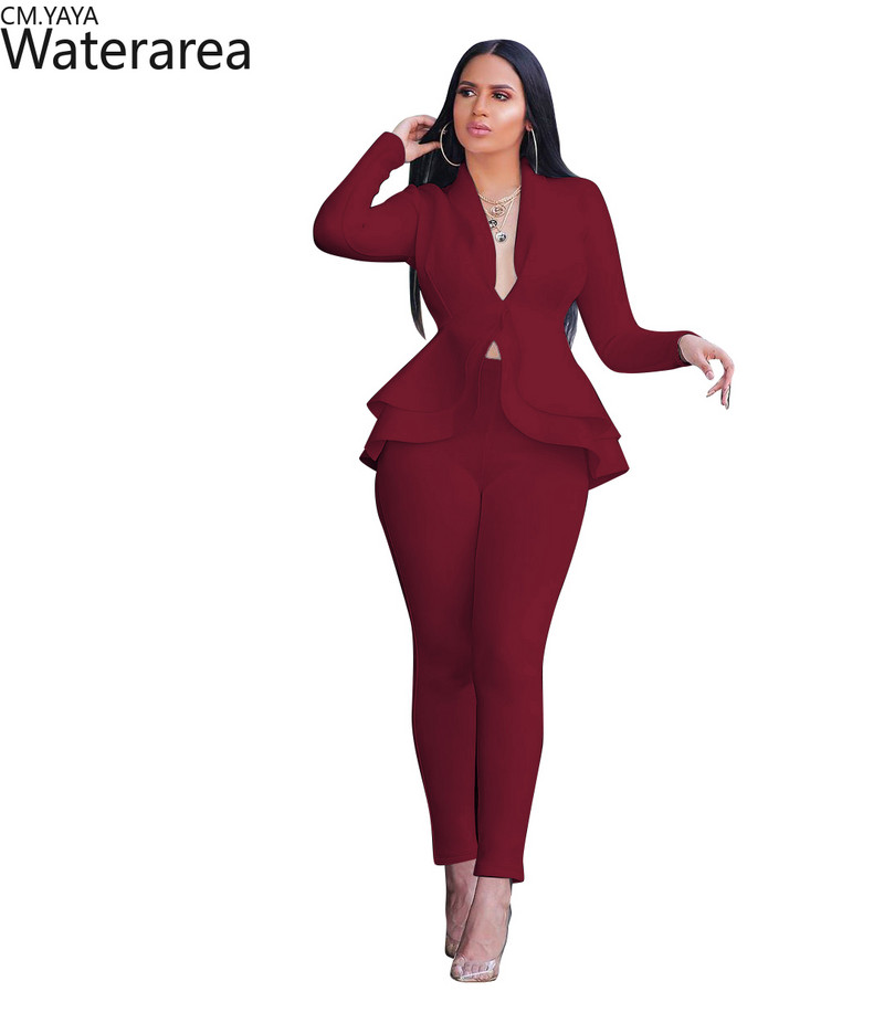 GL Γυναικείο χειμερινό γυναικείο σετ Αθλητική φόρμα Ολόσωμο βολάν Μπλέιζερ Μολύβι Παντελόνι Σετ δύο τεμαχίων Office Γυναικεία στολή 610