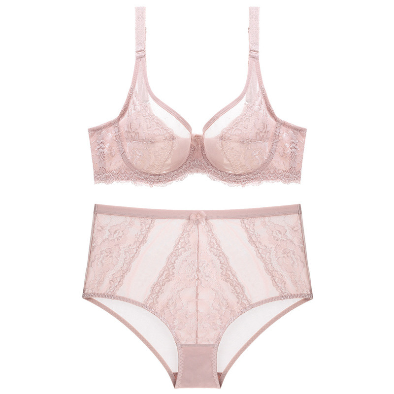 Σέξι εξαιρετικά λεπτό διαφανές διχτυωτό σουτιέν με δαντέλα Σετ εσώρουχα με ψηλόμεσο σετ U εξώπλατο Push Up See Through σουτιέν Γυναικεία εσώρουχα