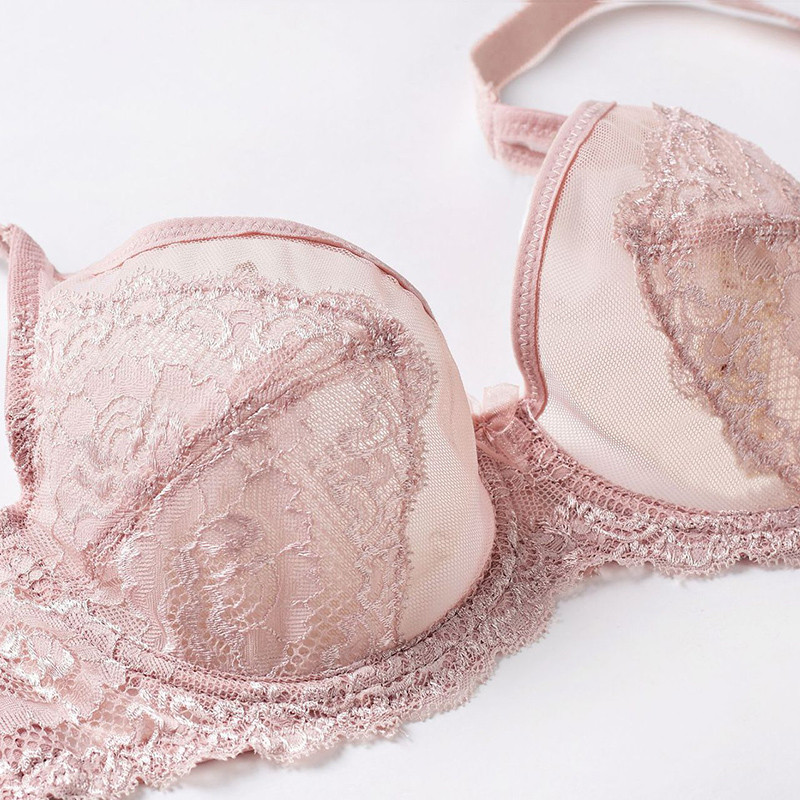 Σέξι εξαιρετικά λεπτό διαφανές διχτυωτό σουτιέν με δαντέλα Σετ εσώρουχα με ψηλόμεσο σετ U εξώπλατο Push Up See Through σουτιέν Γυναικεία εσώρουχα