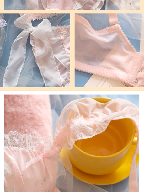 Jaapani armas armas lolita my melody aluspesu tüdruk pehme terasrõngaga rinnahoidja komplekt pluss suuruses push up naiste aluspesu aluspükstega