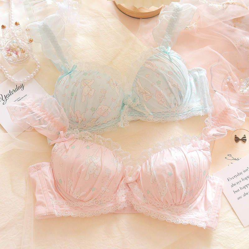 Jaapani armas armas lolita my melody aluspesu tüdruk pehme terasrõngaga rinnahoidja komplekt pluss suuruses push up naiste aluspesu aluspükstega
