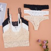 Set Sutien Slip Lenjerie Sexy Lenjerie Intima Pentru Femei Vestă din dantelă solidă Costumul tanga Top cu tub Seturi Confort Erotic Intim