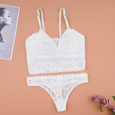 Set Sutien Slip Lenjerie Sexy Lenjerie Intima Pentru Femei Vestă din dantelă solidă Costumul tanga Top cu tub Seturi Confort Erotic Intim