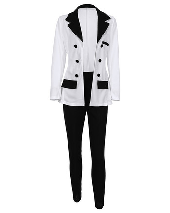 2022 Γυναικείο γιακά με διπλό μακρυμάνικο παλτό και απλό παντελόνι σετ δύο κομματιών Κομψό κοστούμι Γυναικεία ρούχα