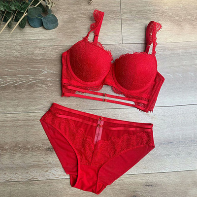 Set de sutien push up din dantelă franțuzească sexy 2020, set de sutien și chiloți bandaj cu pietre, lenjerie de corp pentru femei, cupa ABCD