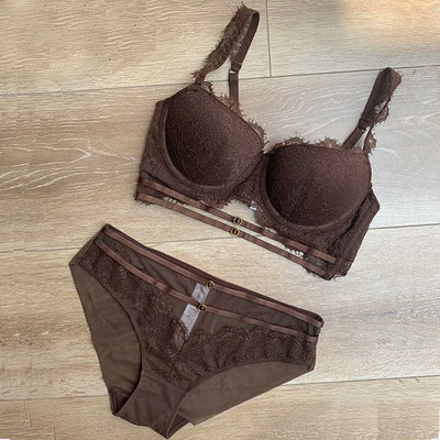 Set de sutien push up din dantelă franțuzească sexy 2020, set de sutien și chiloți bandaj cu pietre, lenjerie de corp pentru femei, cupa ABCD