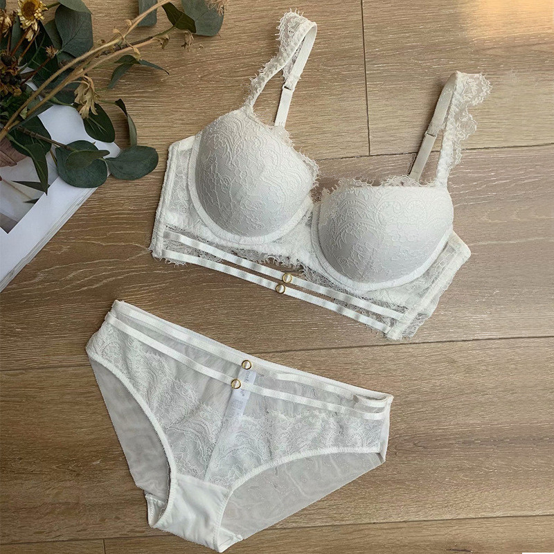 Set de sutien push up din dantelă franțuzească sexy 2020, set de sutien și chiloți bandaj cu pietre, lenjerie de corp pentru femei, cupa ABCD
