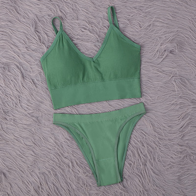 SALSPOR Set de topuri fără cusături Chiloți Femei Costum de lenjerie intima fără fir cu talie joasă Seturi de sutiene căptușite moale Bralette fără spate Lenjerie