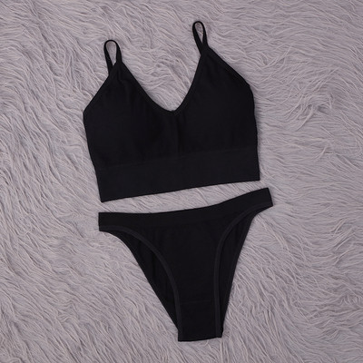 SALSPOR Set de topuri fără cusături Chiloți Femei Costum de lenjerie intima fără fir cu talie joasă Seturi de sutiene căptușite moale Bralette fără spate Lenjerie