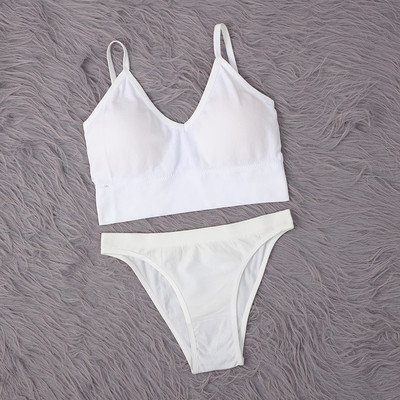 SALSPOR Set de topuri fără cusături Chiloți Femei Costum de lenjerie intima fără fir cu talie joasă Seturi de sutiene căptușite moale Bralette fără spate Lenjerie