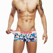 SEOBEAN Νέα ανδρικά βαμβακερά εσώρουχα σέξι λουλούδια μπόξερ σορτς με άνετη αναπνοή με χαμηλή μέση