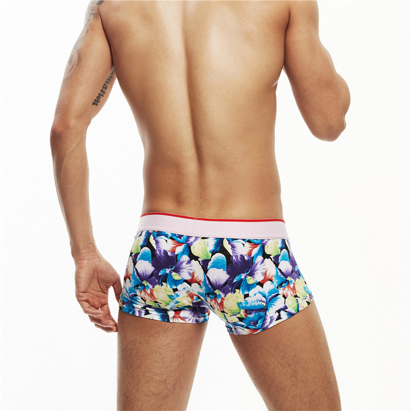 SEOBEAN Νέα ανδρικά βαμβακερά εσώρουχα σέξι λουλούδια μπόξερ σορτς με άνετη αναπνοή με χαμηλή μέση