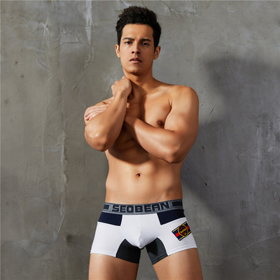 SEOBEAN Νέα ανδρικά εσώρουχα που ταιριάζουν σε χρώμα Boxer Fashion Χαμηλή μέση U-κυρτή σέξι άνετα μπόξερ