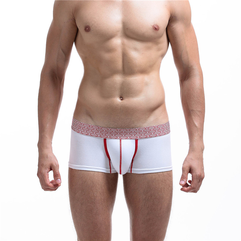 SEOBEAN Lenjerie de corp din bumbac pentru bărbați, boxer sexy cu talie joasă, imprimare cu mască facială Boxeri confortabili, respirabili