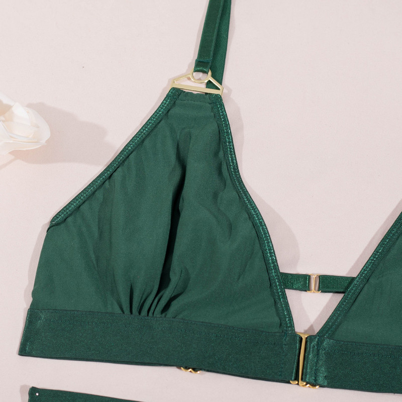 Yimunancy Set de lenjerie din plasă, 4 piese, pentru femei, choker gotic, transparent, fără fir, erotic, set de jartieră sexy