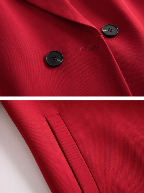 Costumul cu pantaloni pentru munca de afaceri pentru femei, roșu, albastru, negru, solid, lung, formal, set de blazer pentru femei, birou, jachetă și pantaloni, 2 piese