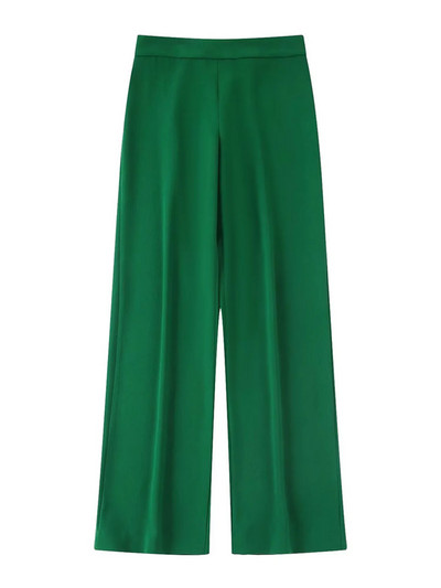 TRAF Moda Femei Cu Pene Blazer Nasturi în față și Pantaloni lați cu talie elastică înaltă Seturi de două piese Femeii