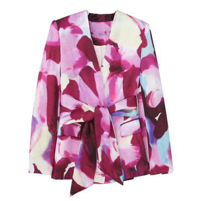 Blazer 2 Piece Set 2022 Φθινόπωρο Νέα Μόδα Print Κοστούμι με λεπτή εφαρμογή V-λαιμόκοψη Κοστούμια σακάκι Κομψά, κομψά, επίσημα κοστούμια γραφείου Casual