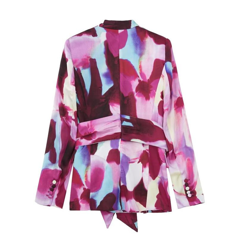 Blazer 2 Piece Set 2022 Φθινόπωρο Νέα Μόδα Print Κοστούμι με λεπτή εφαρμογή V-λαιμόκοψη Κοστούμια σακάκι Κομψά, κομψά, επίσημα κοστούμια γραφείου Casual