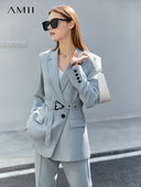 Amii Minimalism Spring Blazer Γυναικείο Σακάκι Casual Ψηλόμεσο Φαρδύ Παντελόνι Γραφείο Lady Business Women Sold Blazers 12240079