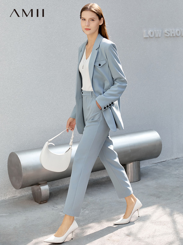 Amii Minimalism Spring Blazer Γυναικείο Σακάκι Casual Ψηλόμεσο Φαρδύ Παντελόνι Γραφείο Lady Business Women Sold Blazers 12240079