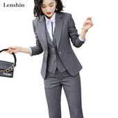 Lenshin Set de costume de calitate pentru femei, la birou, pentru doamne, haine de lucru, pentru femei, OL, cu pantaloni, formale, pentru femei, jachetă, vestă, pantaloni, 3 piese