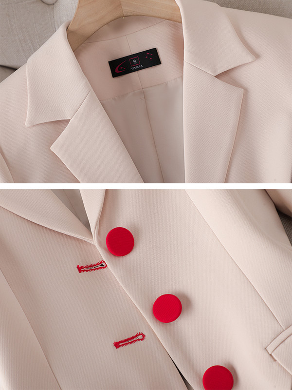 Blazer de modă caise neagră, jachetă și costum cu pantaloni, femei, femei, birou, doamne, îmbrăcăminte de afaceri, formală, set de 2 piese