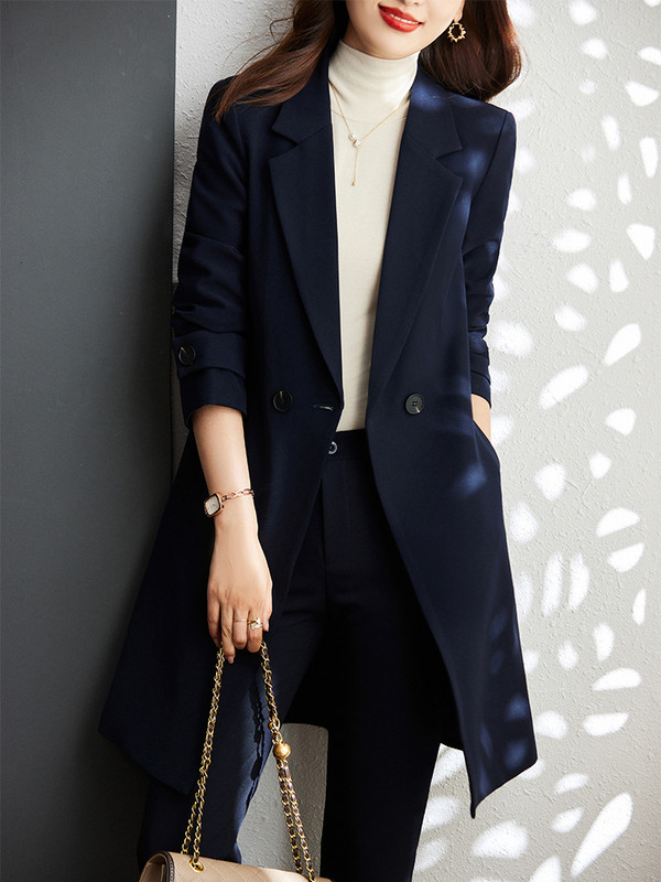 Sügistalv naiste töö, ärirõivad, pükskostüüm, punane sinine must pikk bleiseri komplekt, naiste kontori naiste jope ja püksid, 2 osa