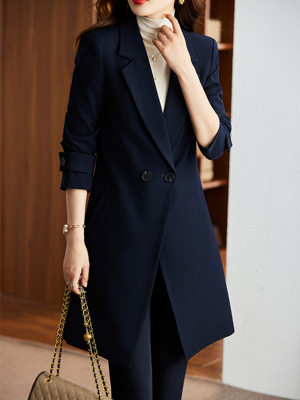 Sügistalv naiste töö, ärirõivad, pükskostüüm, punane sinine must pikk bleiseri komplekt, naiste kontori naiste jope ja püksid, 2 osa