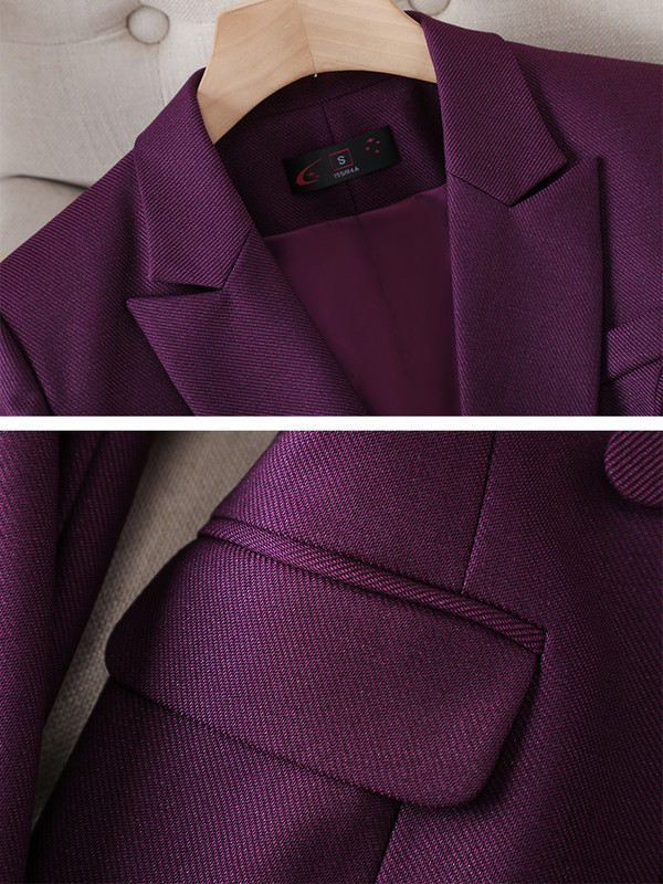 Must roheline lilla sinine bleiser ja pükskostüüm naiste pidulik naiste pikkade varrukatega tööriietus, 2-osaline komplekt sügistalveks