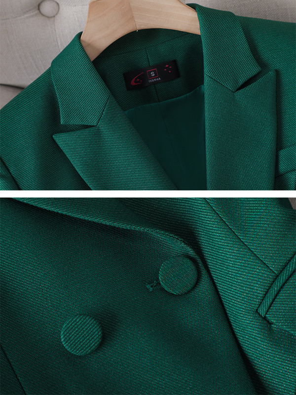 Must roheline lilla sinine bleiser ja pükskostüüm naiste pidulik naiste pikkade varrukatega tööriietus, 2-osaline komplekt sügistalveks