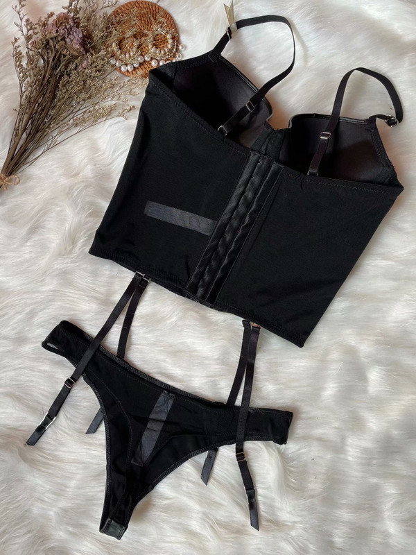 Δερμάτινα εσώρουχα Wriufred Locomotive Small Bone Shaper Σετ εσώρουχα μέσης Bralette Sexy Glossy Gathering Σετ σουτιέν