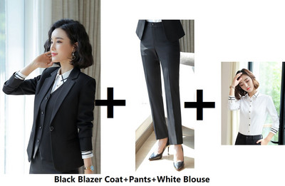 Ametlik vormiriietus Pükskostüümid naistele Ärirõivad Ülikonnad Sügis-talv Professionaalsed naiste kontoribleiserid, hallid